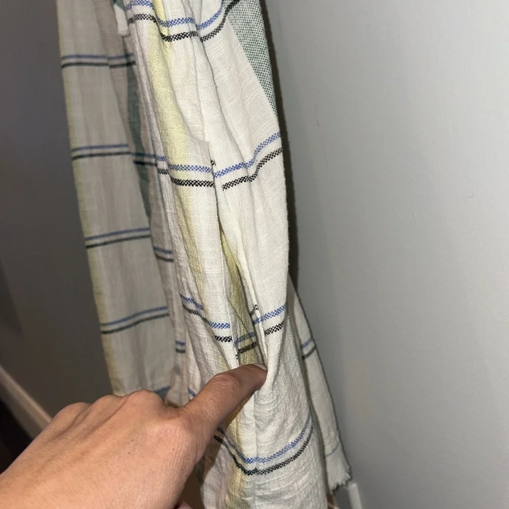 Urban Outfitters Plaid Tie Front Cotton Romper Size Medium White/Green/Yellow - Picture 7 of 12
